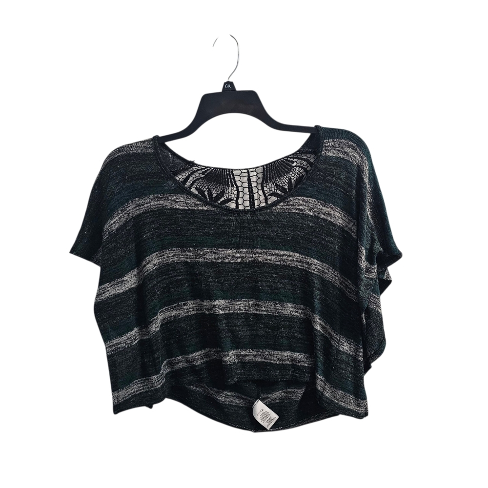Bongo Vintage y2k Green Black Grey Striped Knit Dolman Top Small